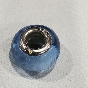 Sterling Silver bead blue crackle